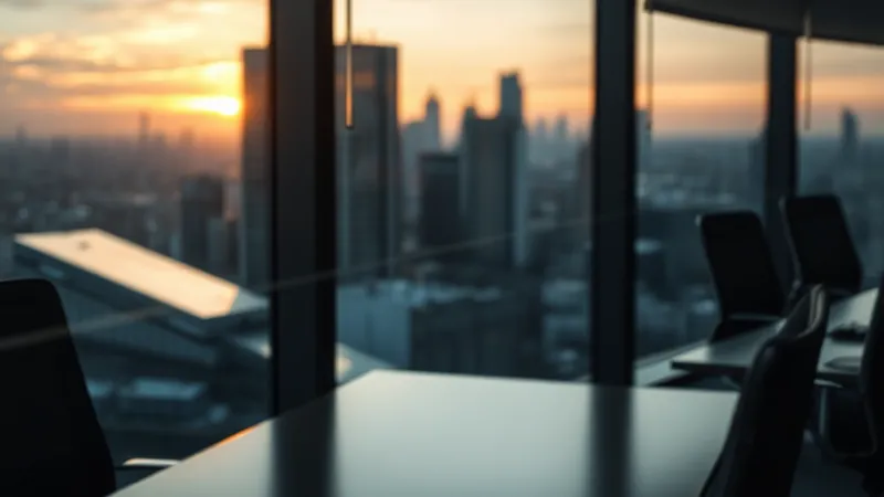 Sala de reuniones al amanecer con vista a la ciudad, símbolo de una decisión basada en evidencia