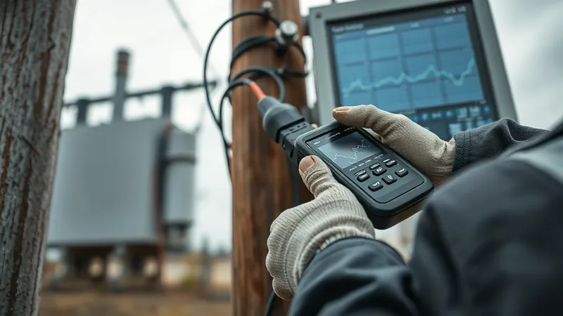 Detalle de un transformador de distribución con equipo de macromedición instalado en cabecera