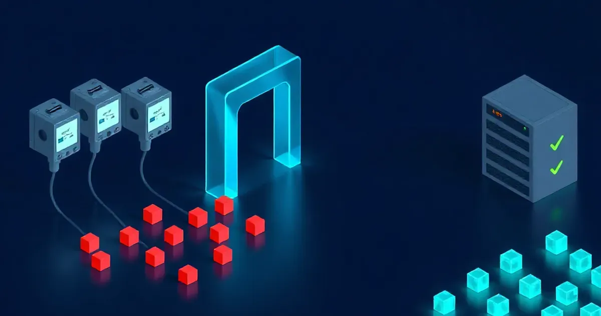 Diagrama de flujo de datos AMI hacia SAP S/4HANA Utilities con una capa de deduplicación e idempotencia