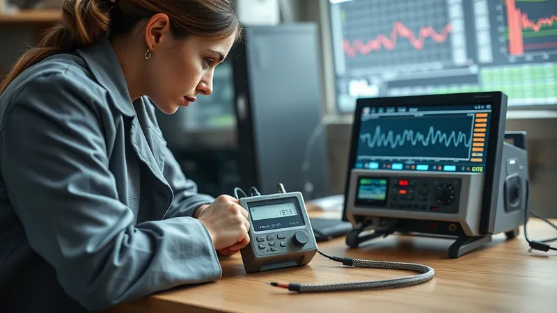 Vista de un banco de pruebas con medidores de distintos fabricantes conectados para verificación