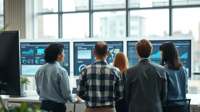 Equipo de analistas de datos revisando paneles de métricas operativas en SAP IS-U