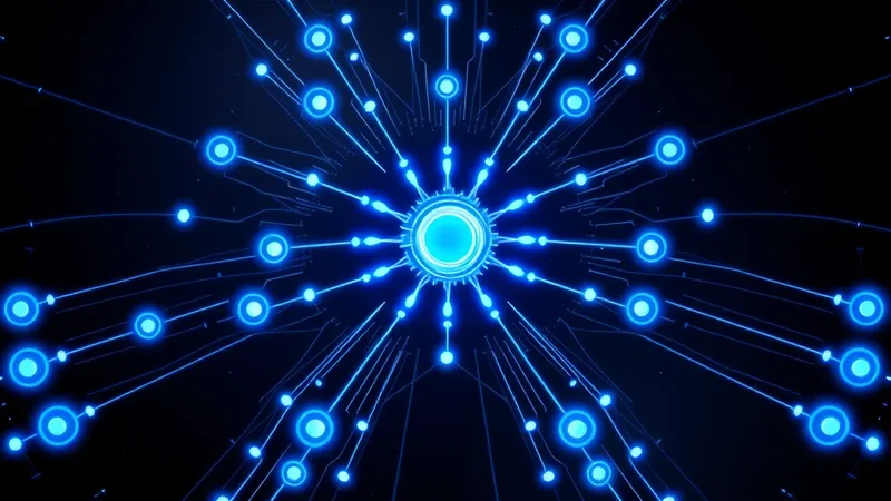 Hub central luminoso con núcleo azul eléctrico conectando flujos ordenados de datos hacia nodos organizados, representando la unificación en un ecosistema integrado