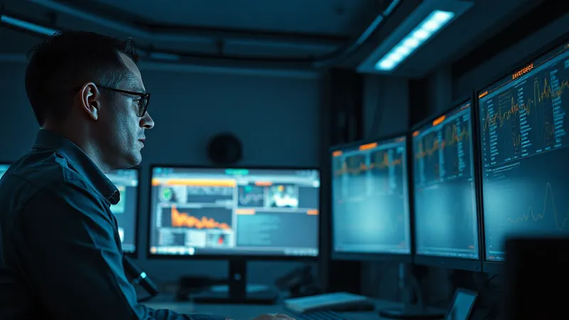 Centro de operaciones de datos de una utility revisando alertas de anomalías en tiempo real